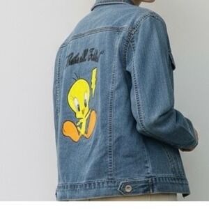 Tweety Bird‎ kids 10/12 Jean Jacket Cartoon Looney Tunes denim classic